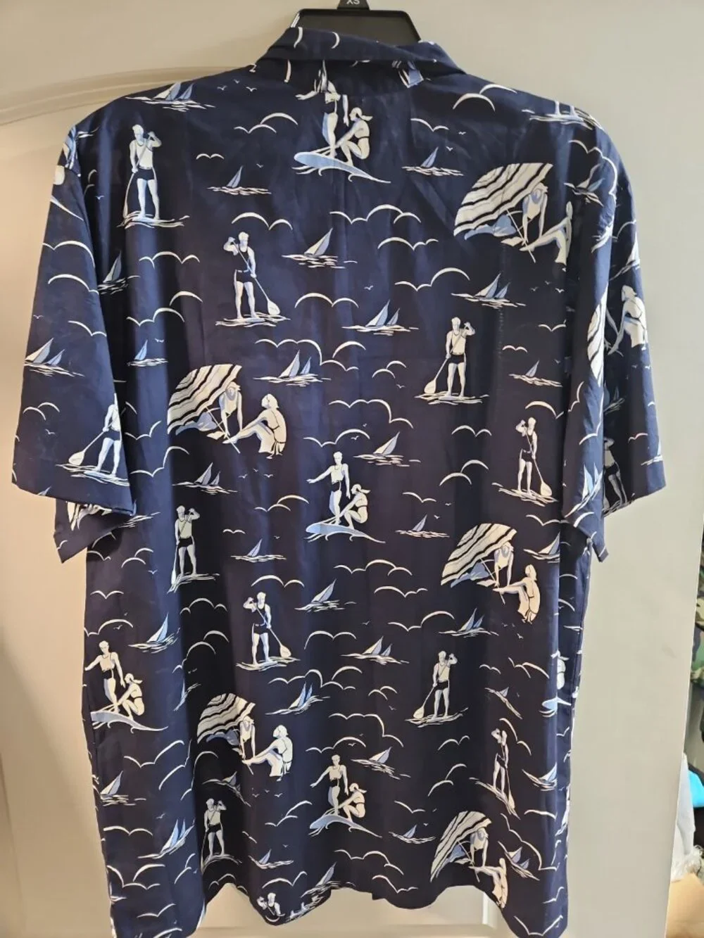 Polo Ralph Lauren Men  Shirt Button Up Woven Surf Print Navy Medium